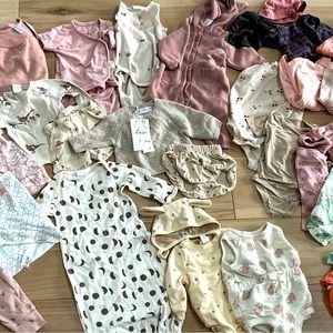 Newborn-3 months girls clothing lot. Pehr, Rylee+Cru, Hanna Anderson, Bonsie